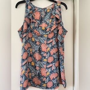 LOFT Floral Tank Top in Blue, Pink, and Yellow